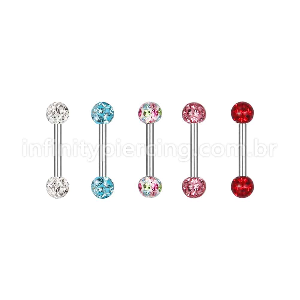 Piercing Barbell Titânio Cristais Swaroski